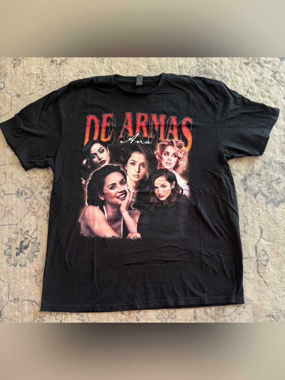 Black Graphic Tee with Color Portrait Collage